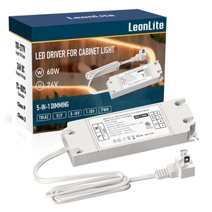 60W 24V 5-in-1 Slim Plug-in LED Driver, Enclosed Power Supply - Picture 1 of 7