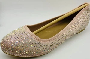 NEW Girl’s Lisa Glitter Ballet Flats Sparkle Rhinestones Blush Cat & Jack Sz 2 - Picture 1 of 3
