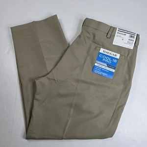 Men's Haggar Cool 18 Pro Classic Fit 40x29 Tan Pants Shirt Grip No Iron NWT - Picture 1 of 9
