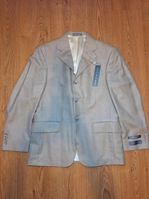 NUEVO Abrigo Deportivo Oscar de la Renta Hombre 38S Beige Lana Seda Foto 1 de 4