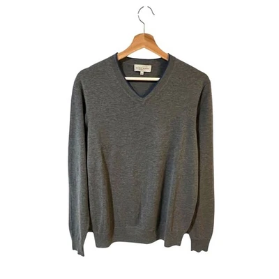 Neiman Marcus Mens Cashmere Blend Sweater M Grey Academia Quiet Luxury Dadcore - Image 1 of 4