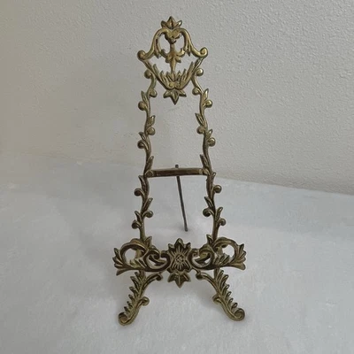 Vintage Ornate Brass Victorian Style Easel Stand Picture Photo Display  - Image 1 of 4