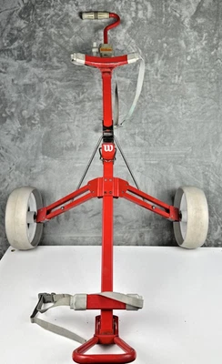 Wilson RED COLLAPSIBLE FOLDING GOLF BAG CART CADDIE Push Pull Extendable Handle - Image 1 of 4