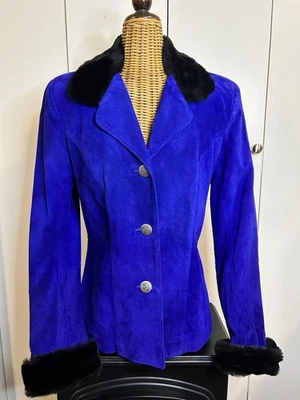 Women’s Purple Blue Suede Western Jacket M Handmade In Texas By Patricia Wolfe - Image 1 of 4