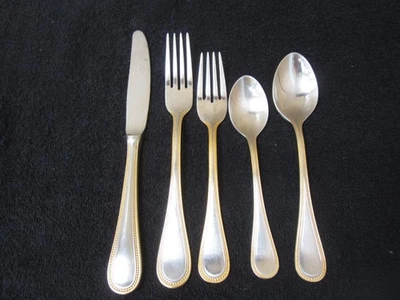 Toalla CUENTAS ORO ANTIGUO Satinado 18/8 Inoxidable ALEMANIA Tu Elección~Tenedor~Cuchillo~Sp Foto 1 de 2