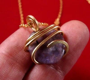 SALE Grape Purple Russian Charoite Pendant Bronze Merlin's Gold 24 - Picture 1 of 3