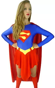 Supergirl Super Girl Woman Superwoman Fancy Dress Costume - 8 10 12 14 16 18 - Picture 1 of 3