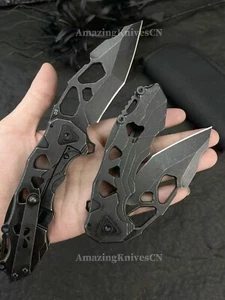 Coltello tascabile D2 coltello pieghevole salvataggio tattico sopravvivenza pinna Bushcraft caccia - Foto 1 di 9