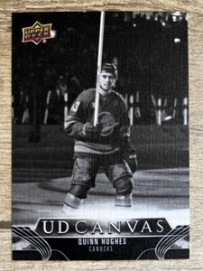 2023-24 Upper Deck UD Canvas Quinn Hughes Black & White Parallel Card #C79