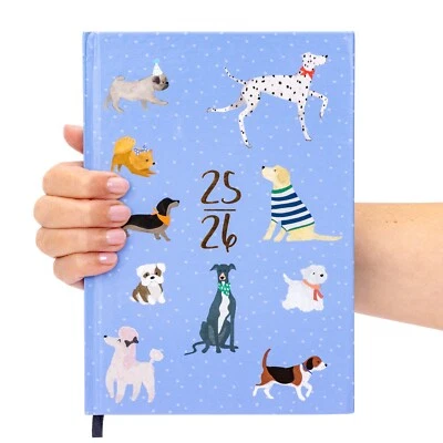 EVELAY LTD 2025-2026 Academic A5 Week to view Diary School Year Hardback Dogs