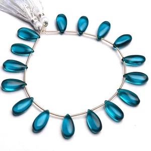 Green Apatite Color Quartz 15x7mm Size Smooth Pear Beads 7" Strand - Picture 1 of 8