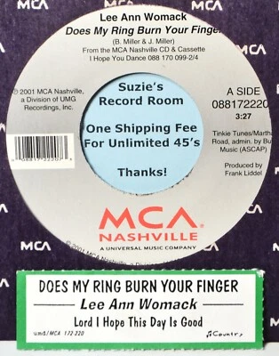 Lee Ann Womack Does My Ring Burn Your Finger Jukebox Strip & EX/EX- 45 7" Vinyl - Image 1 of 3