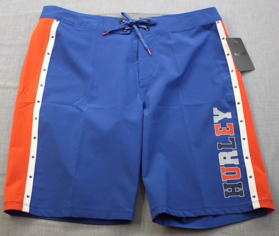 Hurley Boardshorts Size 32 Mens Red White Blue Swim Board Shorts American 4th