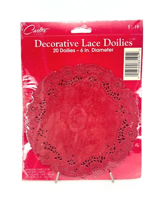 Tarjetas Carlton vintage 6 pulgadas papel rojo encaje decoración del hogar tapetes ~ paquete de 20 Foto 1 de 4