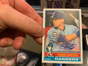 2025 Topps Heritage - Evan Carter #ROA-EC Real One Auto Rangers - Picture 1 of 1