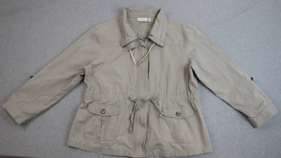 Croft & Barrow Jacket Women's Size XL Beige Cotton Drawstring Waist Full Zip - Image 1 of 4