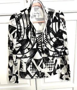 Joseph Ribkoff cami and bolero jacket set, black and white abstract, size 10 - Picture 1 of 16