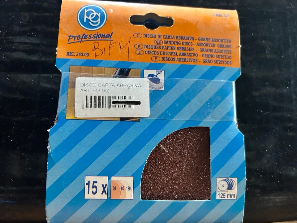 Dischi abrasivi velcro POGGI d.125 grana50-80-120 cf.10pz. ART.343.00 - Immagine 1 di 1