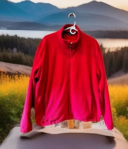 Lands End Mens XXL Full Zip Red Fleece Jacket Sz (50-52) RN#62830 VGC - Picture 1 of 6