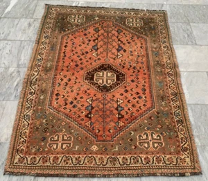 Vintage Rug,Afghan Rug,Turkish Rug,Boho Rug, Bedroom Rug,Hand Knotted Rug 4x5 ft - Picture 1 of 9
