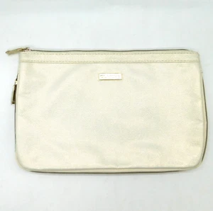 Clarins Silver Makeup Bag Cosmetics Pouch Shimmer Finish Zip Closure - Picture 1 of 5