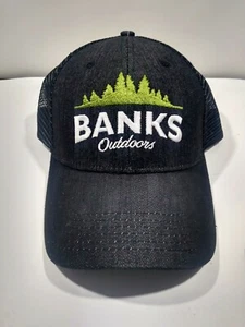 Banks Outdoors Black Mesh Snapback Trucker Hat. Mountain Lake Adjustable - Imagen 1 de 3