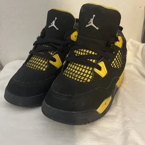 Nike Air Jordan 4 Retro TD Thunder Black Yellow BQ7670-017Size 10C No Insoles - Picture 1 of 12