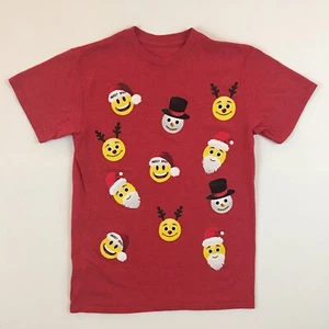 Christmas Emoji Holiday Red Medium Men's Short Sleeve T-Shirt 0011 - Picture 1 of 10