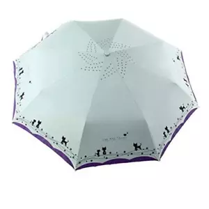 Windproof Compact Travel Folding Cute Cat Umbrella,Auto Open Close Green - Picture 1 of 7