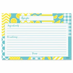 Set/80 LEMONADE DESIGN 40 3" x 5" Recipe Card & 40 Clear Sleeves Savers Photos - Picture 1 of 1