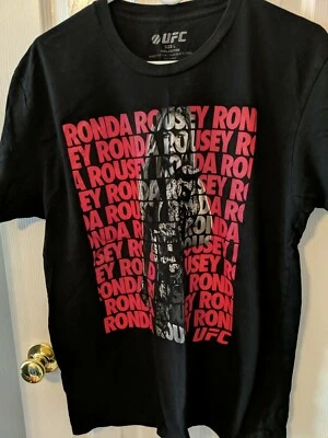 Ronda Rousey Official UFC Merch Red Text Portrait UFC Black Tee Men's Large - Image 1 of 4