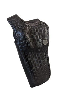 TRIPLE K Black Leather Holster 405-1  Chief Basketweave 4" Revolver - Image 1 of 4