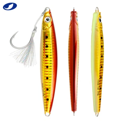 Señuelo de pesca de paso lento de caída plana de metal con plomo cucharas de cebo con gancho asistido  Foto 1 de 4