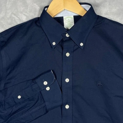 Brooks Brothers Mens Slim Fit Non Iron Stretch Button Down Shirt M Navy Casual - Image 1 of 4