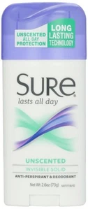 Sure Deodorant Invisible Solid, Unscented - 2.6 oz Ounce (Pack of 1) - Picture 1 of 11