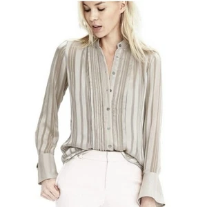 New $88 Banana Republic Semi Sheer Striped Taupe Blouse with Cami Small - Picture 1 of 14