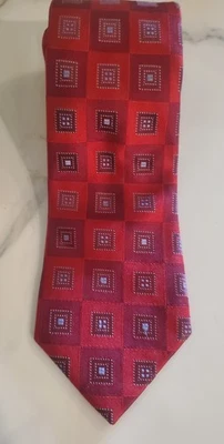 Ike Behar Granate Rojo Geométricos Rectángulos 100% Seda Importada A Mano  Foto 1 de 3