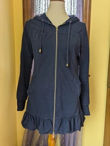 Vintage Y2K Forever 21 XXI Blue Ruffled Long Babydoll Hoodie Sweatshirt Size S/M - Picture 1 of 17