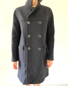Saint Laurent Paris Double-Breasted Jacket Wool Coat - Black - Size S - Picture 1 of 11