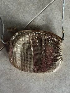 Bolso de Hombro Cartera Vintage Whiting & Davis International Malla Dorada Hecho en EE. UU. - Imagen 1 de 7