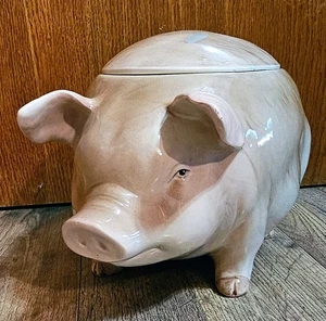 Vintage Otagiri 1982 Hand Painted Pig Cookie Jar With Lid - Picture 1 of 7