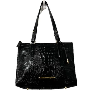 Brahmin Tasche schwarz Krokodilleder geprägt 13,5" x 10" x 4", 10" Griff Tropfen - Bild 1 von 10
