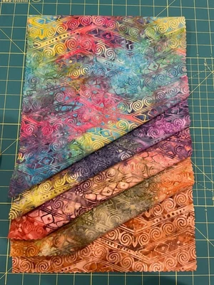 Batik Sample Card - 100% cotton - 5 fabrics - 11"w x  17"l -#205 - Image 1 of 2