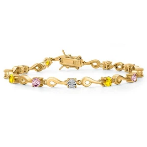 2.71 Ct Pink Lab Grown Diamond Yellow Sapphire 18K Yellow Gold Plated Silver - Picture 1 of 6