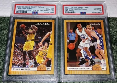 1993 CLASSIC DRAFT DAY CHRIS WEBBER & ANFERNEE HARDAWAY RC ROOKIE POP 2 PSA 10 - Image 1 of 2