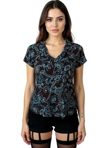 (E-131) Top Mujer Manga Corta Talla M Floral Color Azul - Imagen 1 de 7