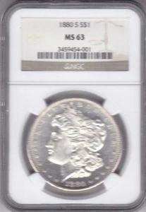 Dólar de plata Morgan 1880-S antiguo NGC MS63 - Imagen 1 de 2