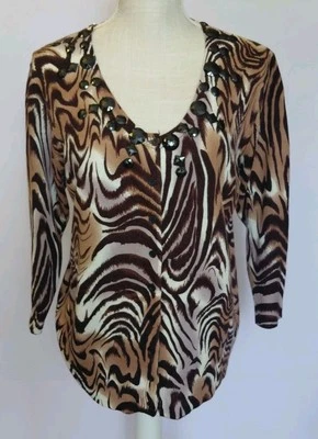 Suéter Clásico Con Botones Estampado Animal Monroe & Main Talla XL De Colección con Gemas Imitantes Foto 1 de 4