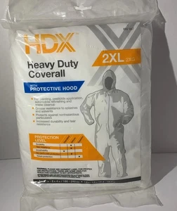 HDX Heavy Duty PPE Coverall With Protective Hood Size 2XL XXL White (3) - Picture 1 of 2