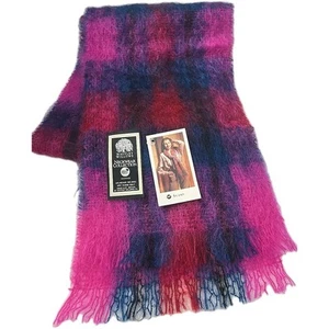 Mohair Schal rosa rot blau kariert Wolle "Whitley Willows" Made in England NEU  - Bild 1 von 7
